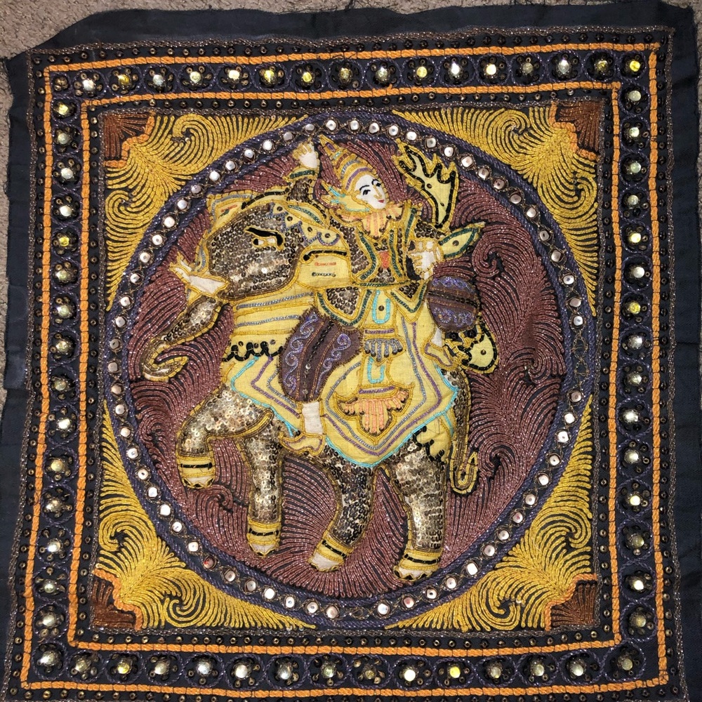 Antique Burmese Kalaga Hand embroidered Tapestry